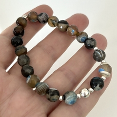 Pulsera elastizada, detalles en Plata y Piedra ágata en internet