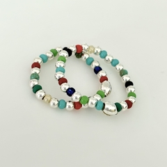 Anillo elastizado con bolitas en Plata y Piedras - comprar online
