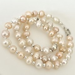Collar Perlas de Río con detalles en Plata y Cierre mosquetón, 43,5 cm. - comprar online