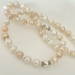 Collar Perlas de Río con detalles en Plata y Cierre mosquetón, 43,5 cm. en internet