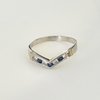 Anillo en V Plata y Oro con Cubic Azul y Blanco