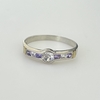 Anillo en Plata y Oro con Cubic Blanco y violeta