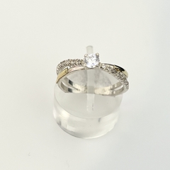 Anillo cruzado en Plata y Oro con Cubic - comprar online