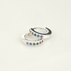 Argollitas en Plata con Cubic colores, 1 cm. (Par) en internet