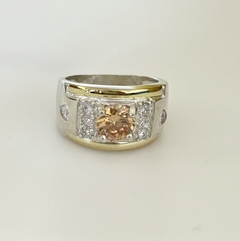 Anillo en Plata y Oro, Cubic Ámbar, Zirconias - comprar online