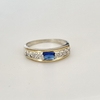 Anillo en Plata y Oro, Cubic azul, zirconias