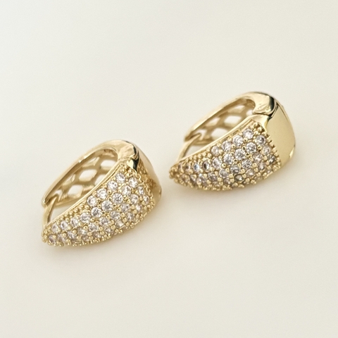 Aros argollas en acero baño Oro, Pavé, 1,5 x 1,5 cm - comprar online