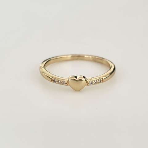 Anillo Corazón en Acero baño Oro con cubic