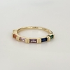 Anillo en Acero baño Oro con Cubic baguette colores