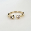 Anillo abierto 2 Corazones en Acero Oro con Cubic