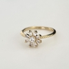 Anillo flor en Acero baño Oro con Cubic baguette