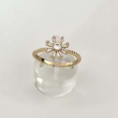 Anillo flor en Acero baño Oro con Cubic baguette en internet