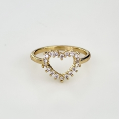 Anillo Corazón en Acero baño Oro, Pavé en internet