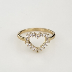 Anillo Corazón en Acero baño Oro, Pavé - comprar online