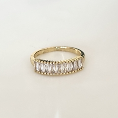 Anillo en Acero baño Oro con Cubic baguette - comprar online