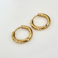 Argollas en Acero baño Oro, 1,5 cm