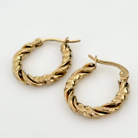 Argollas en Acero baño Oro, 2 x 2 cm