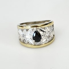 Anillo en Plata y Oro con Cubic negro, zirconias - comprar online