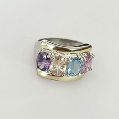Anillo en Plata y Oro con Cubic colores en internet