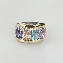 Anillo en Plata y Oro con Cubic colores - comprar online