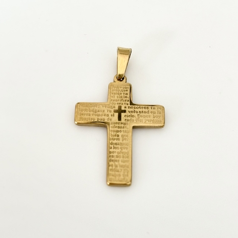 Cruz en Acero baño Oro, 1,7 x 2,5 cm. - comprar online