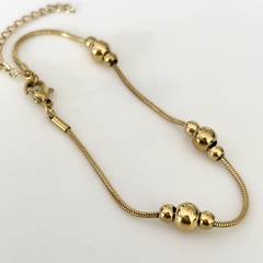 Pulsera con bolitas en Acero baño Oro, 18 + 5 cm - Ambar Joyas