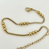 Pulsera con bolitas en acero baño Oro, 18+ 5 cm.