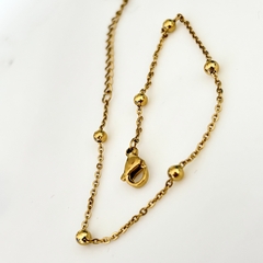 Pulsera con bolitas en Acero baño Oro, 18+ 5 cm en internet