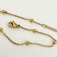 Pulsera con bolitas en Acero baño Oro, 18+ 5 cm