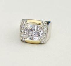 Anillo cuadrado en Plata y Oro con Cubic, Zirconias - comprar online
