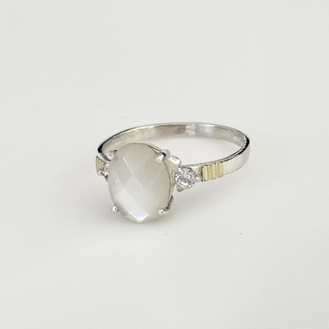 Anillo en Plata y Oro con Nácar - comprar online