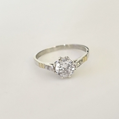 Anillo solitario en Plata y Oro con Cubic, Zirconias - comprar online