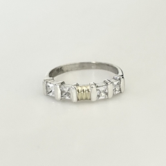 Anillo en Plata y Oro con Cubic blnco - comprar online
