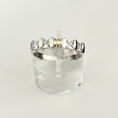 Anillo en Plata y Oro con Cubic blnco en internet