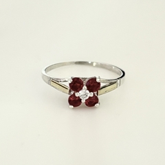 Anillo en Plata y Oro con Cubic rojo y blanco en internet