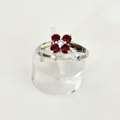 Anillo en Plata y Oro con Cubic rojo y blanco - comprar online