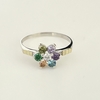 Anillo Flor en Plata y Oro, Cubic colores