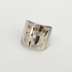 Anillo enrejado en Plata y Oro - Ambar Joyas