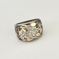 Anillo flores en Plata y Oro