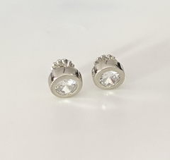 Aros en Plata con Cubic, cierre rosca, 7 mm.