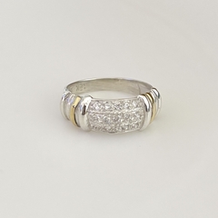 Anillo en Plata y Oro con Cubic Pavé