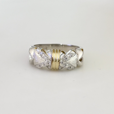 Anillo en Plata y Oro con Cubic Pavé - comprar online