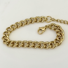 Pulsera eslabones en Acero baño Oro, cierre mosquetón 17 cm + 2,5 cm