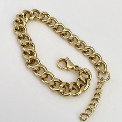 Pulsera eslabones en Acero baño Oro, cierre mosquetón 17 cm + 2,5 cm - comprar online