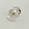 Anillo Solitario en Plata y Oro con Cubic