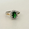 Anillo tipo Lady di en Plata y Oro con Cubic verde, zirconias