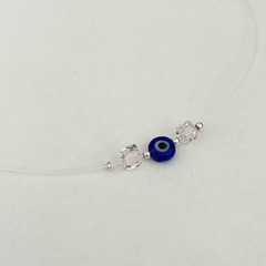 Colgante con Tanza, bolitas, cierre y ext. en Plata, Cristalitos 42 + 3 cm en internet