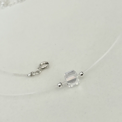 Colgante con Tanza, bolitas, cierre y ext. en Plata, Cristalitos 42 + 3 cm - comprar online