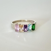 Anillo en Plata con Cubic baguette colores