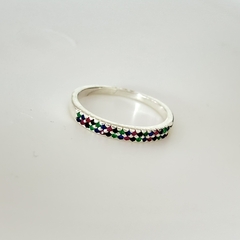 Anillo medio sin fín en Plata con Cubic colores - comprar online